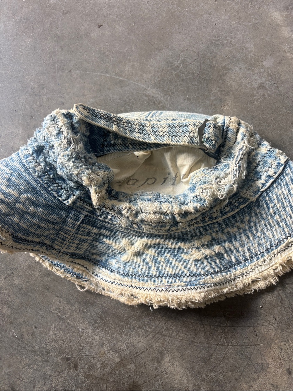 Kapital Kountry Denim Bucket Hat — Light Blue Distressed